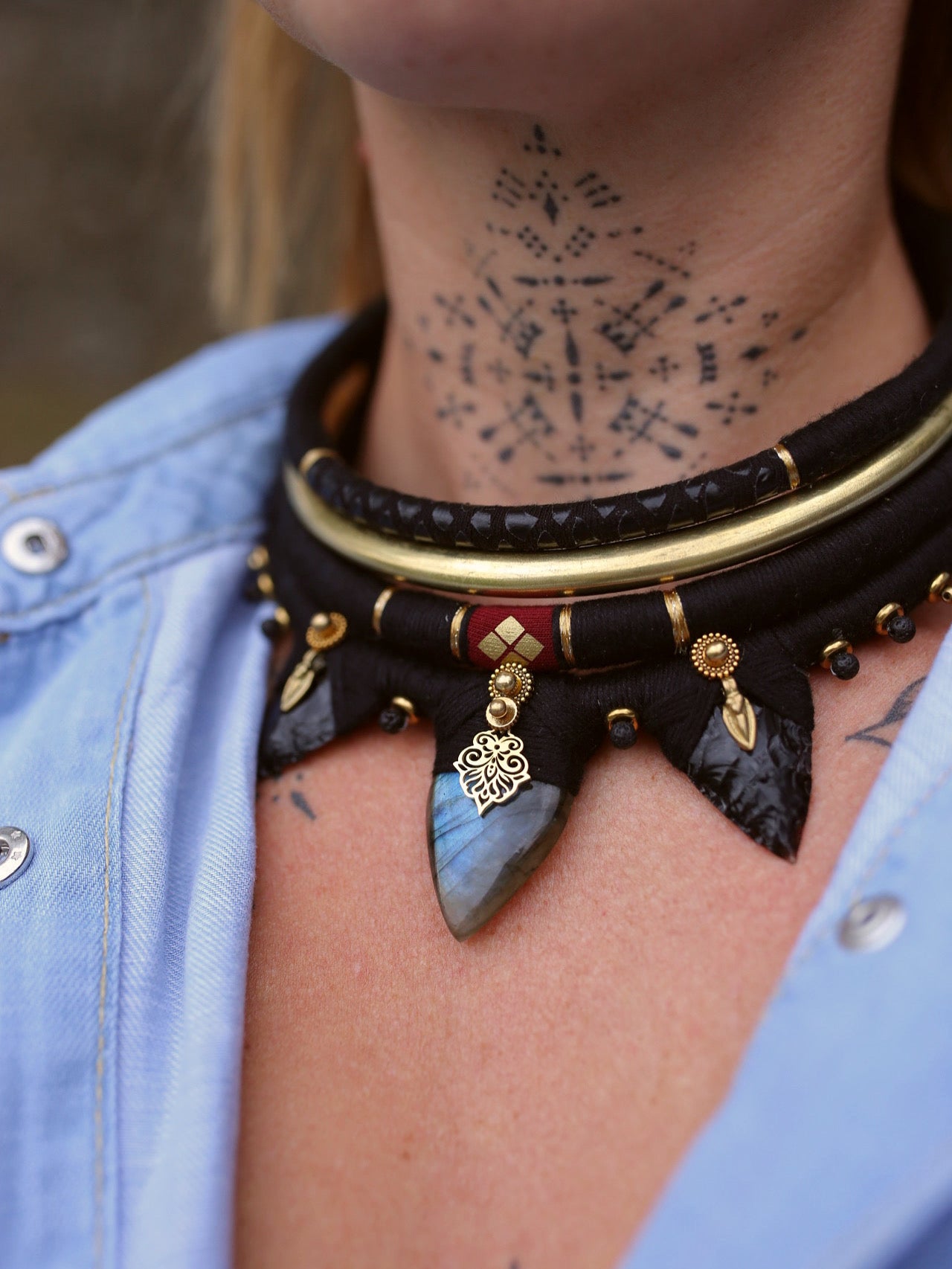 Collier Obsidian & Labradorite Mystic