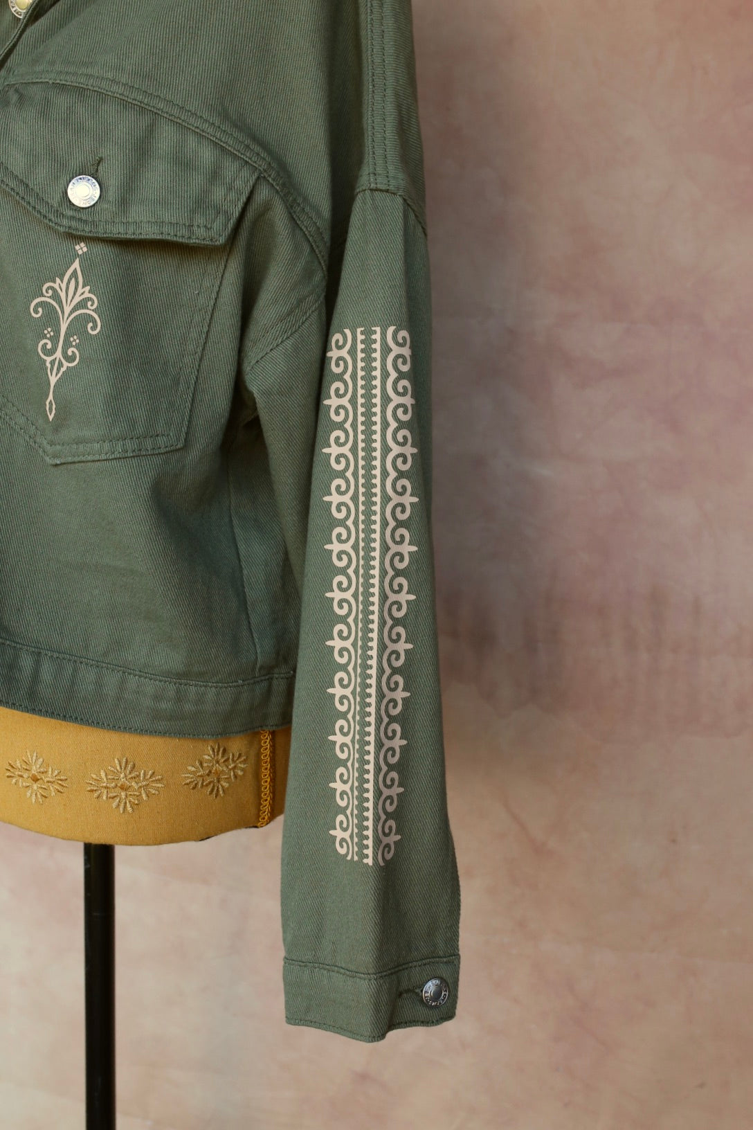 Veste en jean kaki à capuche