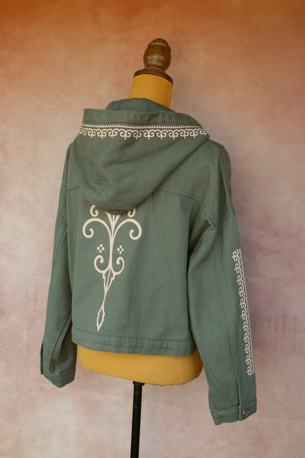 Veste en jean kaki à capuche