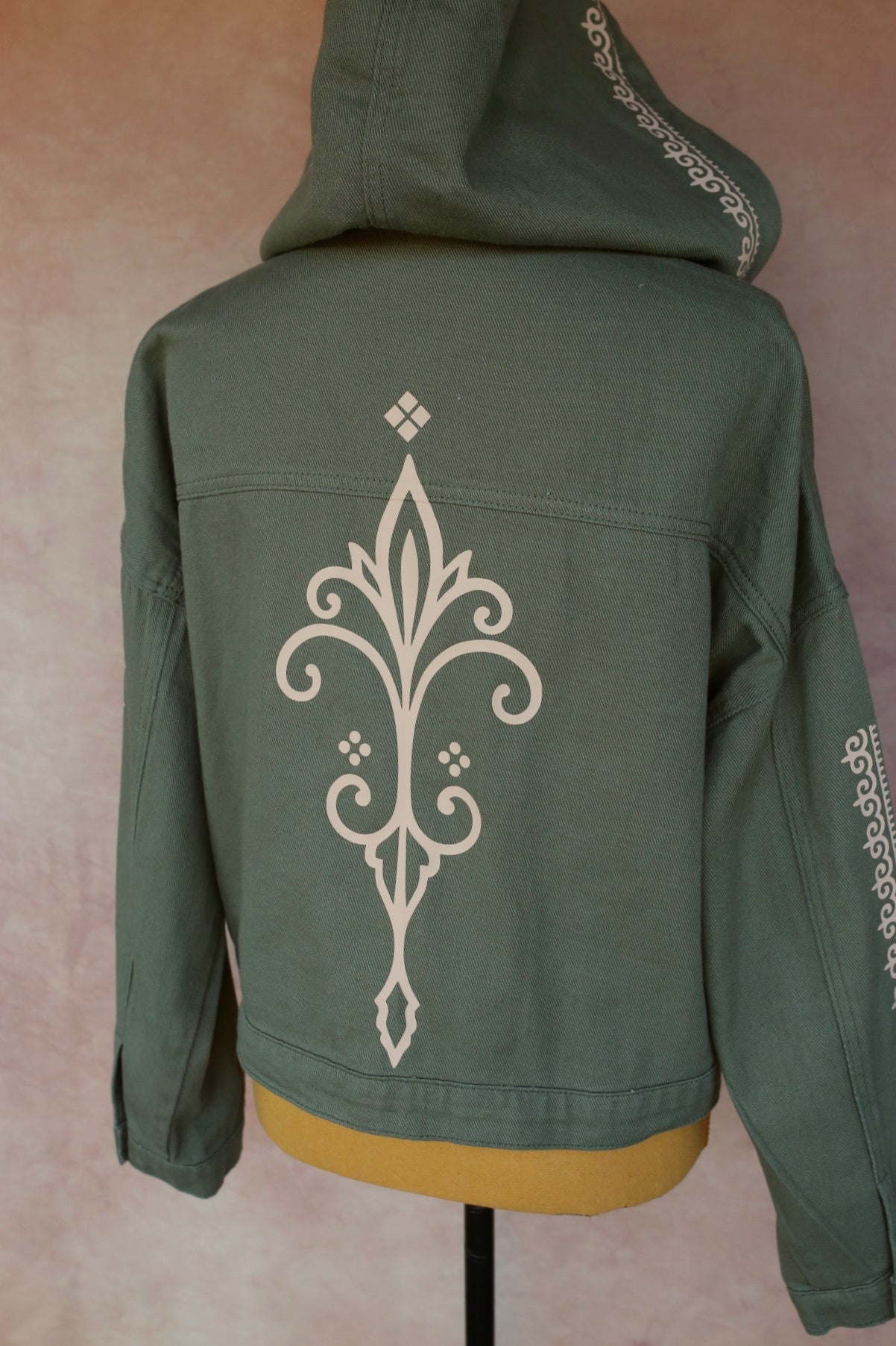 Veste en jean kaki à capuche