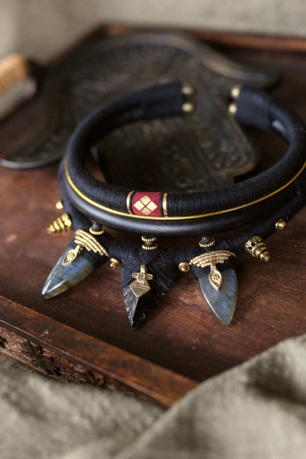 Collier Obsidian & Labradorite Totem