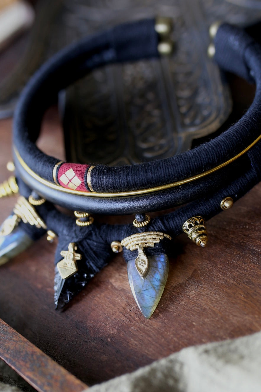 Collier Obsidian & Labradorite Totem