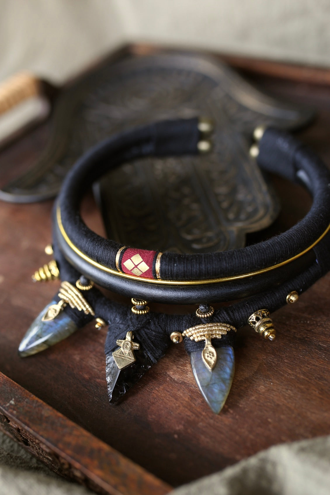 Collier Obsidian & Labradorite Totem