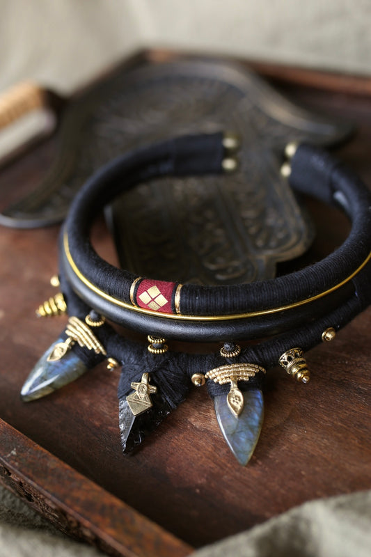 Collier Obsidian & Labradorite Totem