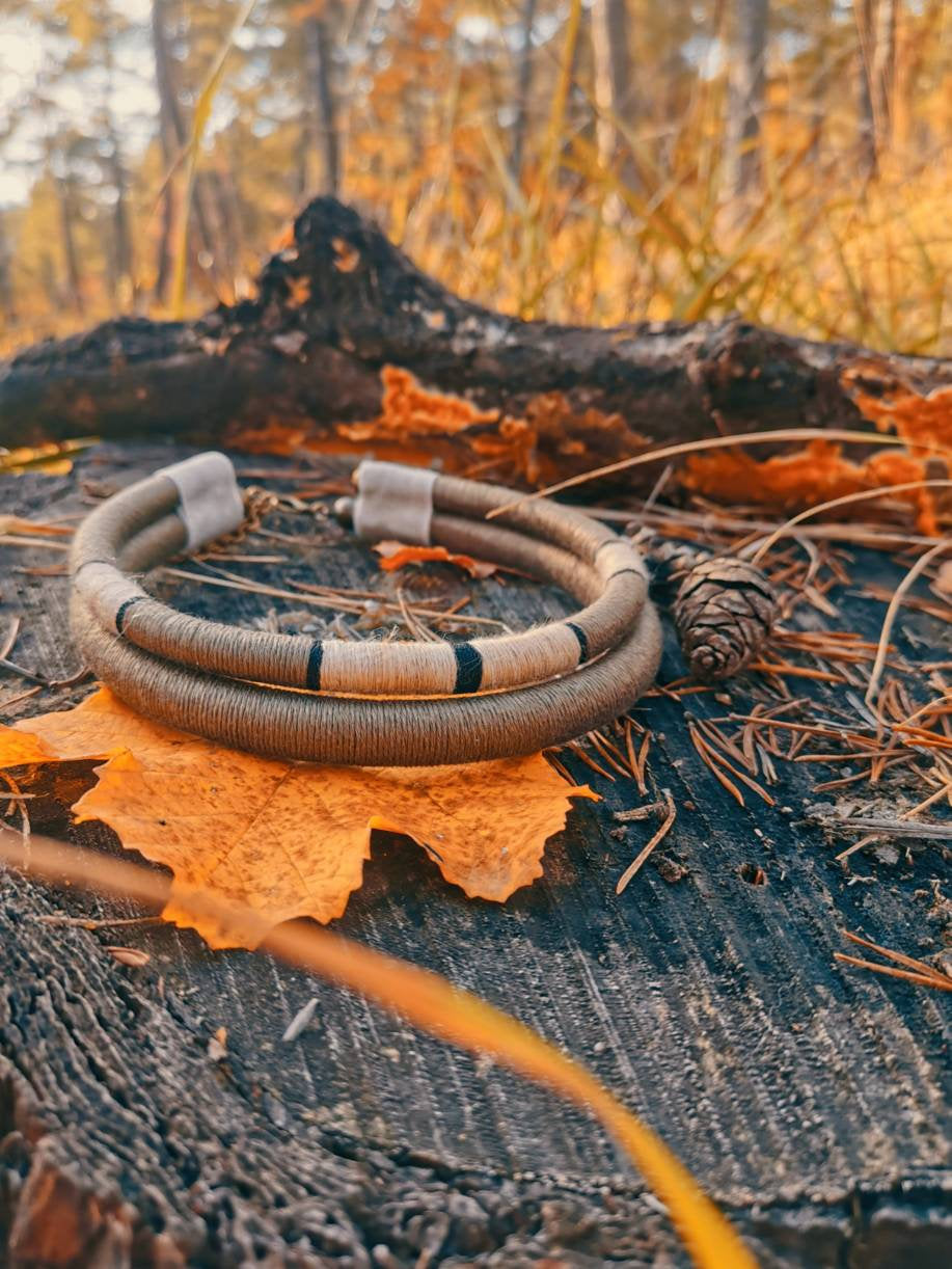 Collier double torc naturel